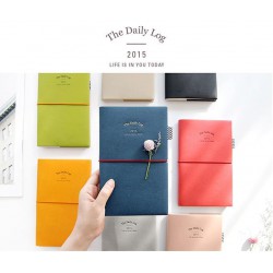 2015 Leather Daily Log Book Diary (Medium)